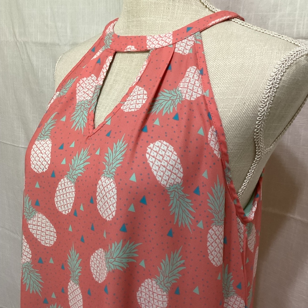 Jadelynn Brooke Coral Pineapple Print Flowy Dress | Sz S | EUC